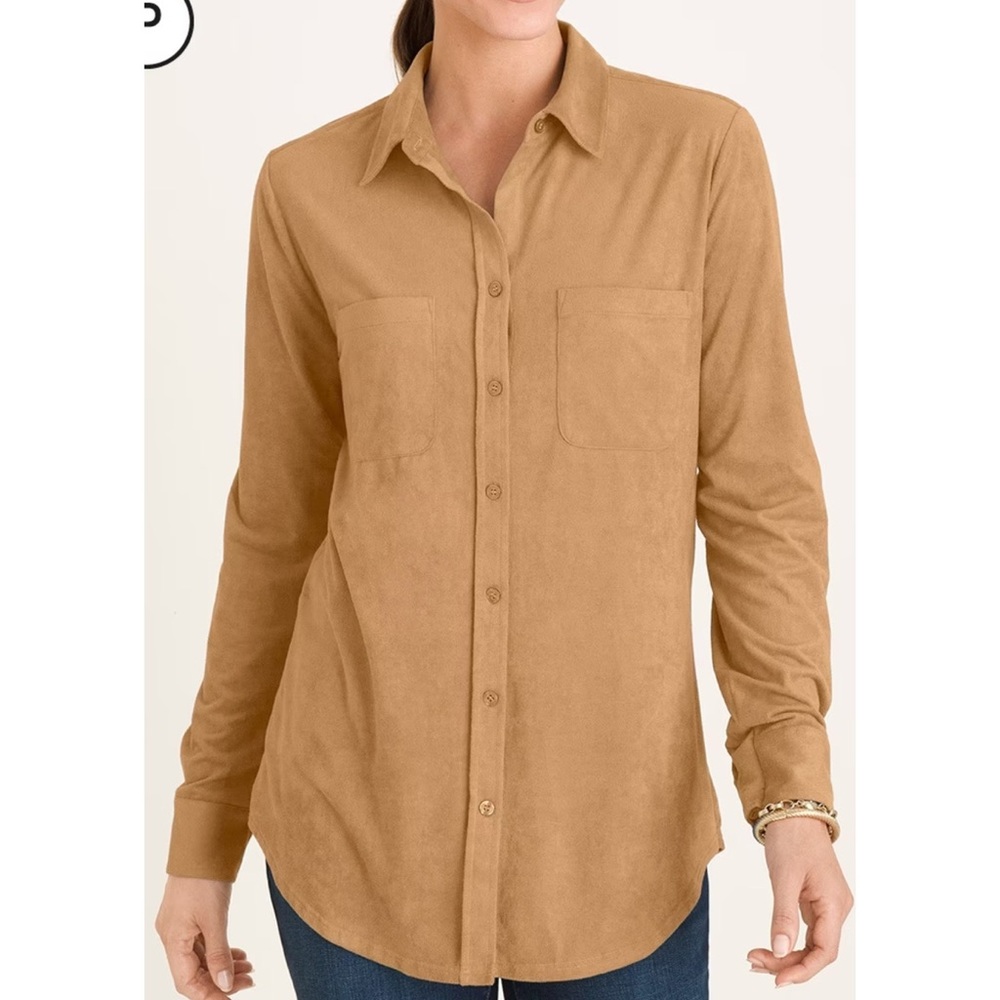 Camel Brown Chico’s Button Down